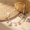 Bohemian Imitation Pearl Beaded Chain Necklace for Women Ocean Series Starfish Shell Conch Pendant Choker Beach Party Jewelry
