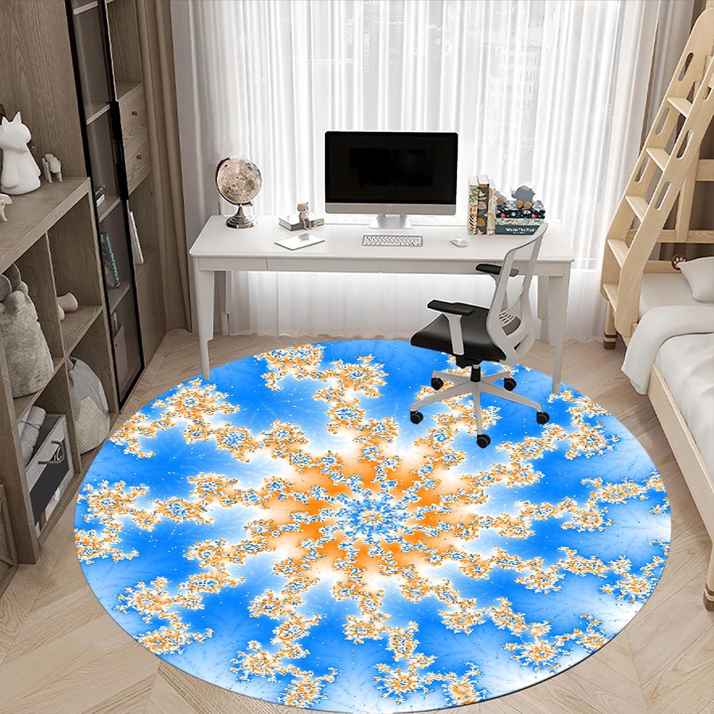 1pc Fractal Art Chair Carpet for Office, Soft, Non-Slip Polyester Mat, Office, Entryway, Living Room, Bedroom, yy251207267