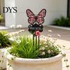 Miss You Commemorative Sign Butterfly Memorial Garden Stake, Sign, Pink Acrylic Rose Decor Yard Art Stake for Lawn Courtyard Cemetery Decoration