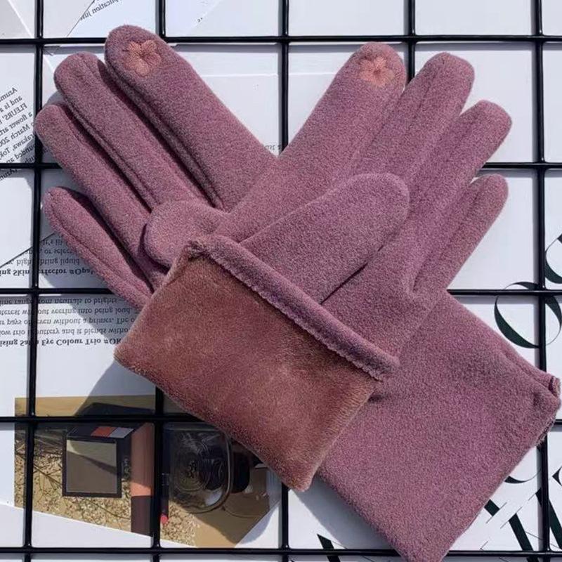 Handschuhe Deutsch Samt Thermisch Stickerei Schmetterling Handschuhe Samt Verdickt Outdoor Reiten Touchscreen Handschuhe Damen