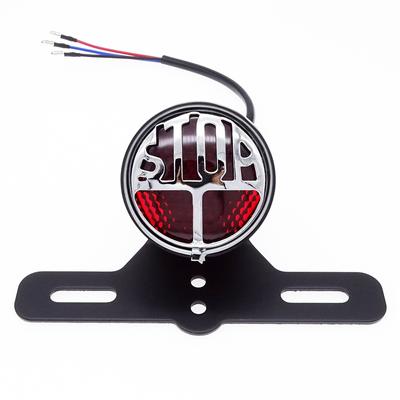 1pc Universal Motorcycle Led Tail Light Brake Light Vintage License Plate Lamp with Bracket Kits for Harley Bobber Chopper Cafe