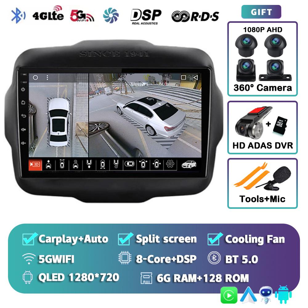 Android 14 Carplay Auto Car Radio For Jeep Renegade 2016-2020 GPS Navigation Multimedia Video Player Autoradio Stereo WIFI+4G BT