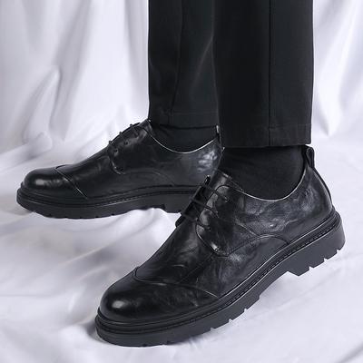 Fashion Men Dress Shoes Lace Up Casual Men Brogue Patent Leather Shoe Outdoor Man Oxford Dress Shoes Elevator Formal Wedding Shoes Men