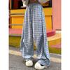 Pantalones de chándal informales de cintura alta estilo Harajuku vintage azul para mujer, estilo Y2K, ideales para primavera y otoño.
