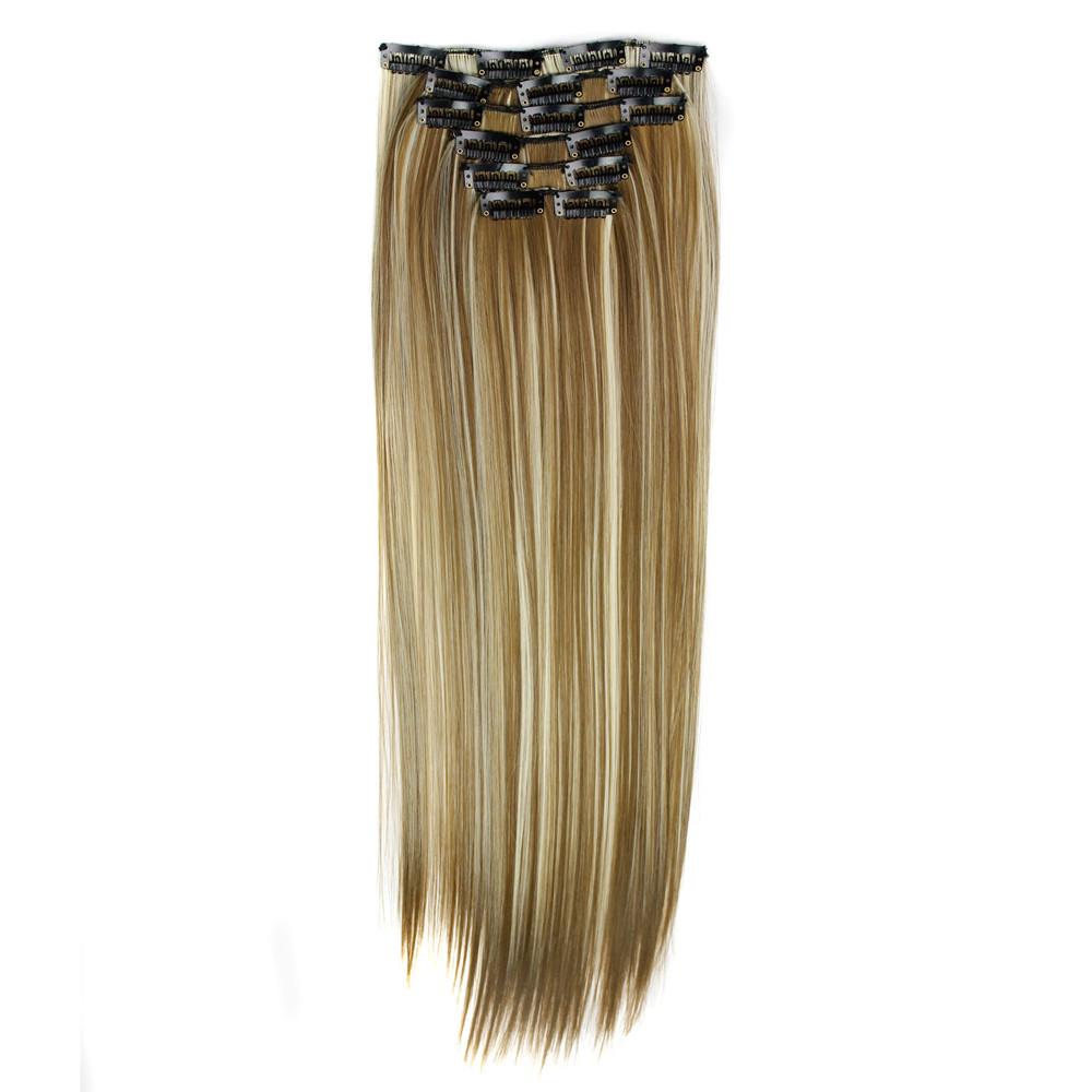  6Pcs Full Head Natural Women 16 Clips Synthetic Straight Hair Extensions