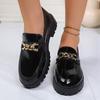 Damen Mokassins Trendige Britische Stil Flache Schuhe Damen Dicke Absätze Retro Leder Schuhe für Damen Runde Spitze Frühling Herbst Sneaker
