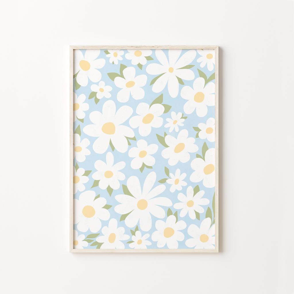 Flower Wall Art Canvas Print Natural Pastel Daisies Floral Illustration Poster Botanical Market Living Room Bedroom Decoration