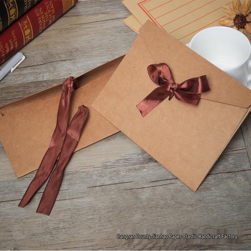 Retro Kraft Paper Envelope - Western Style Invitation with Bow Logo