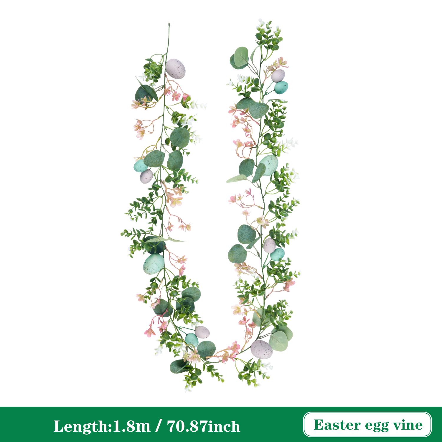 1.8m Spring Easter Artificial Butterfly Vine Egg Decorations Creative Party Wreath Home Hanging Ornament for Easter Egg Hunt 1pc