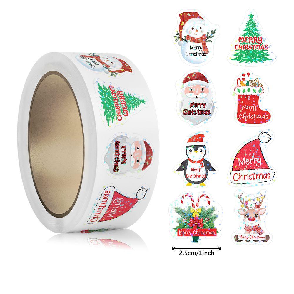 

500pcs Laser Cartoon Christmas Stickers Christmas Gift Wrapping Label Sticker Reward Stickers Scrapbook Stationery