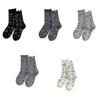 Fashionable Middle Calf Socks with Cute Cats Print Designs In Soft Cotton Roll Top Crew Socks Hosiery for Women Teens