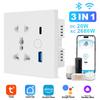 Smart Plug WiFi Universal Socket Tuya EU UK QC3.0 USB  Type-C Fast Charging Outlet Works with Alexa Google Home