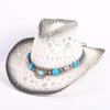 Popular European and American Fashion Hollow Woven Hat Straw Hat Men's and Women's Classic Outdoor Western Denim Straw Hat