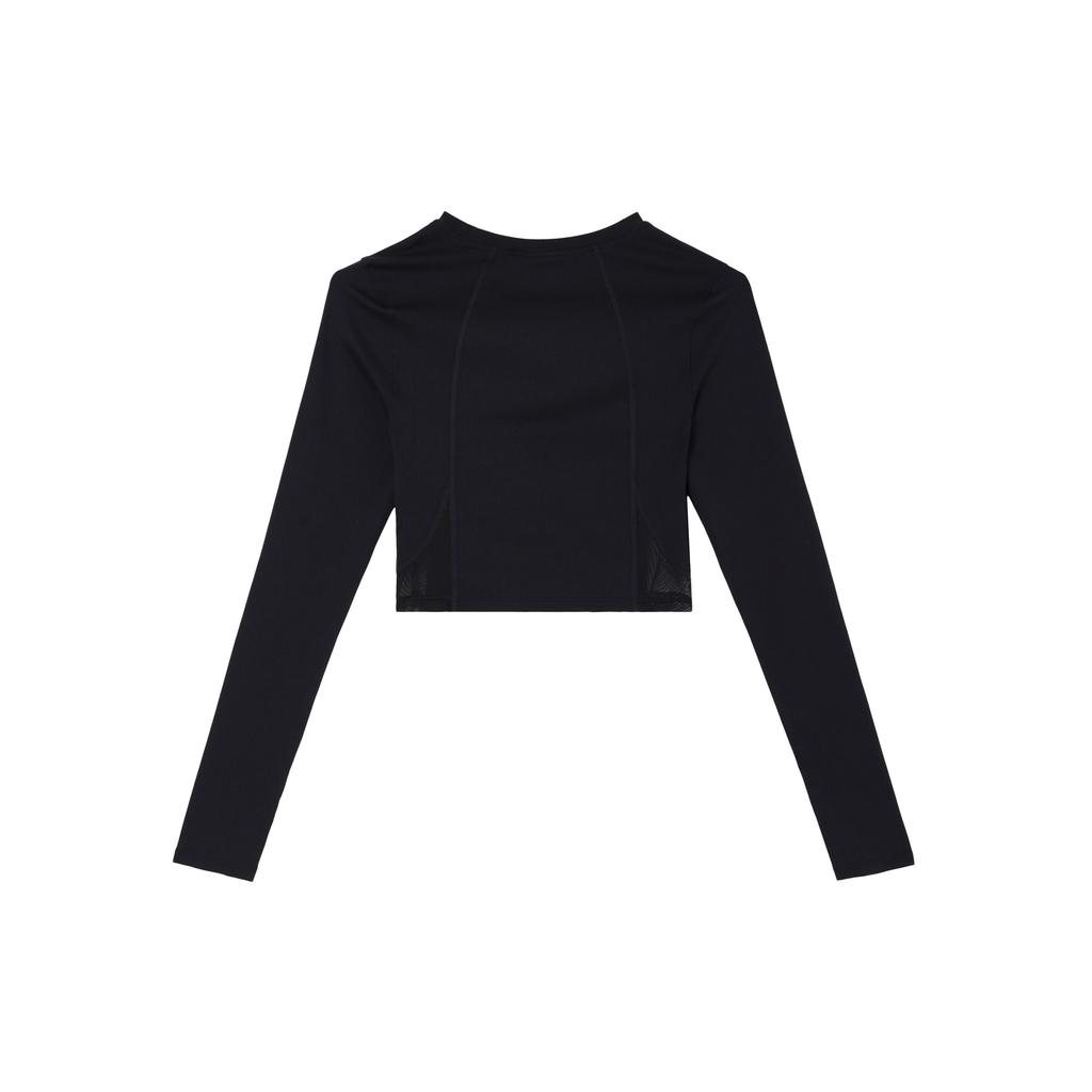 Jordan Solid Color Logo Round Neck Pullover Long Sleeve Crop Fitness Top Women Tops Black DQ4397-010
