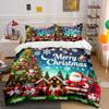 Christmas Santa Tree Gift Set Bedding Duvet Cover Set Duvet Cover Pillowcases  (1*Duvet Cover 2*Pillowcases, Without Duvet Insert)