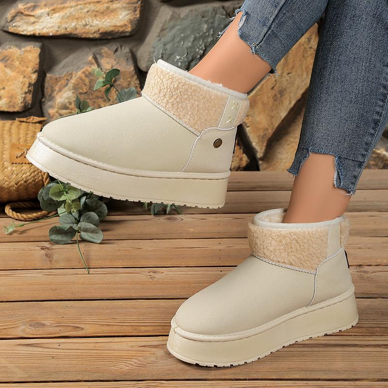 Women's Winter Plush Warm Snow Boots Outdoor Thick Sole Non Slip Cotton Padded Shoes Woman Fashion Faux Fur Platform Ankle Boots