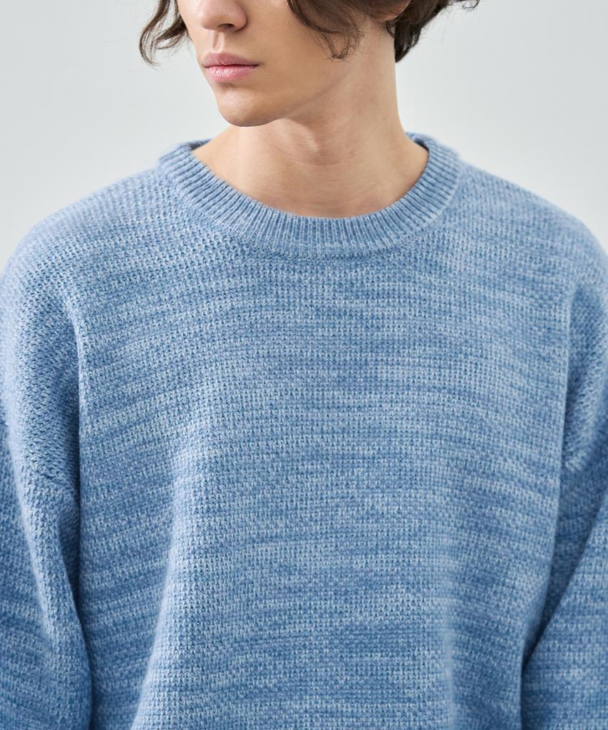 DRAW FIT Oversized Mixed Pullover Knit [Pale Blue]