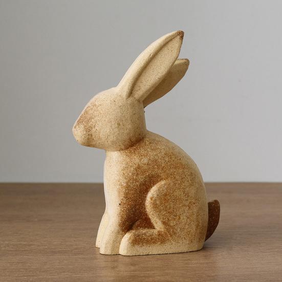 Unfertige Holz Hasenstatue Rustikal Ostern Rohholz Hasenmodell DIY Tiermalerei Bastelarbeiten für Frühling Party Tischdekoration