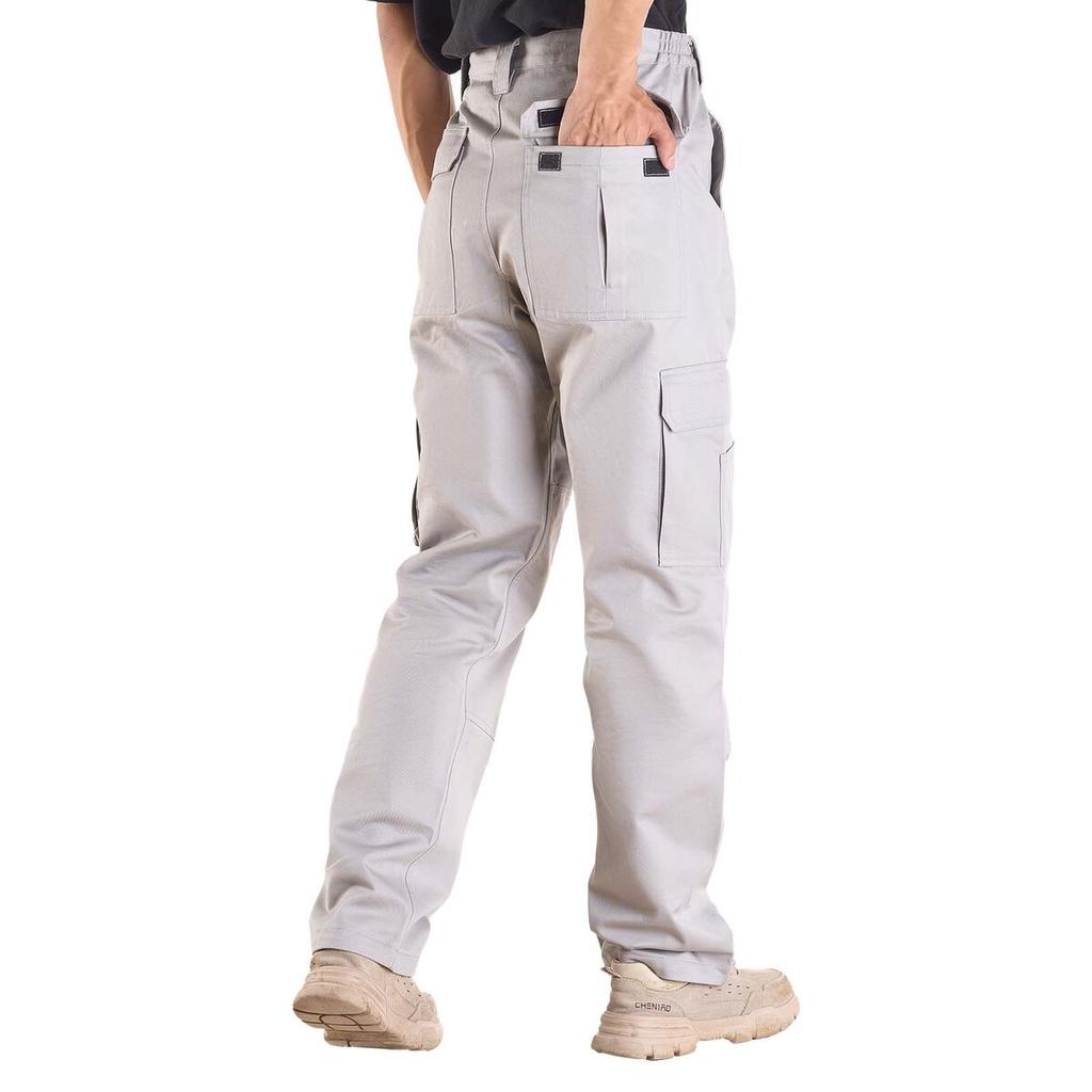 FR Pants for Men, 100% Cotton, Flame-Resistant Cargo Pants with Multi-Pockets and Elastic Waist, Reinforced Tear-proof Stitching, Ideal for Welding