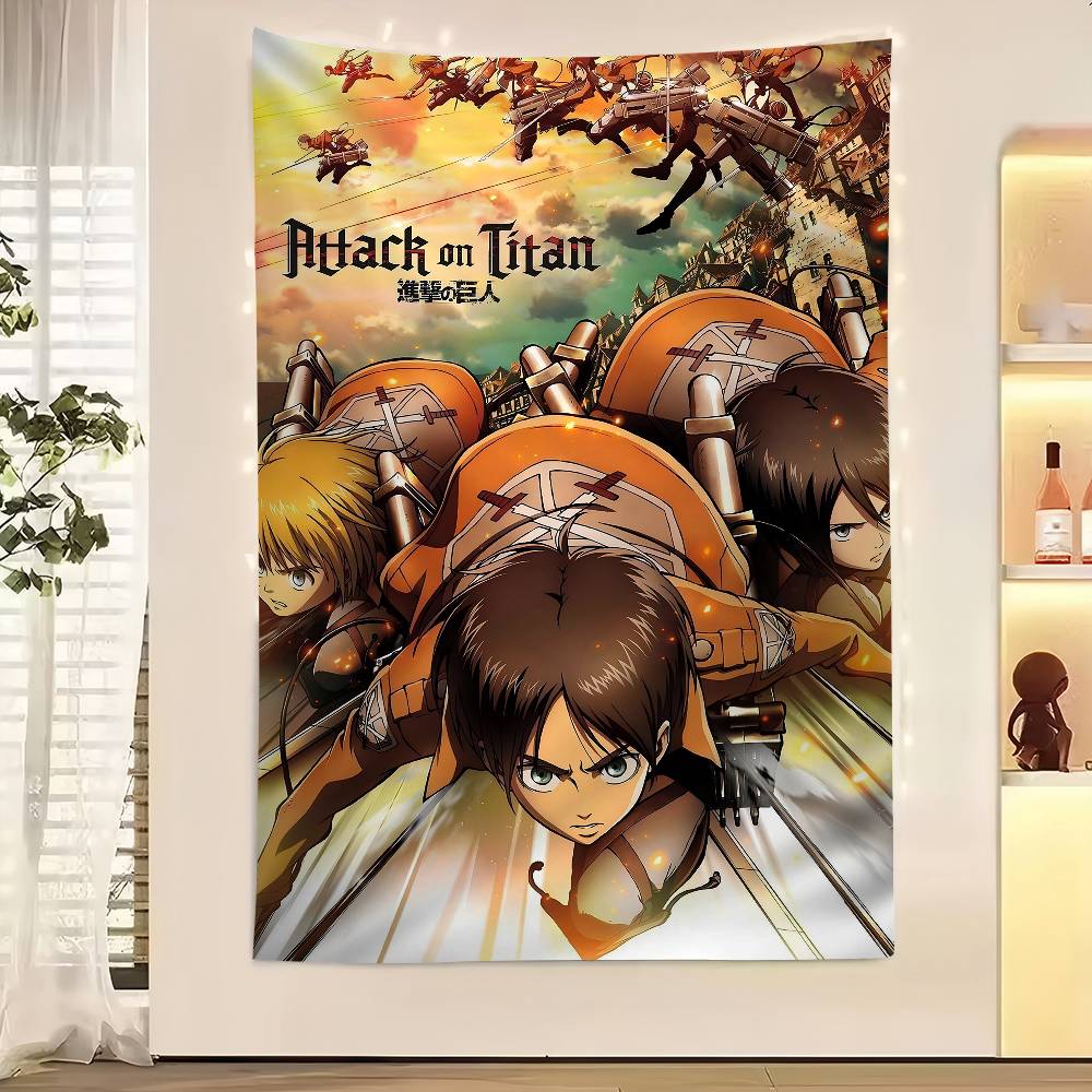 Vintage Anime AAttack On Titan Printed Large Wall Tapestry Indian Buddha Wall Decoration Witchcraft Bohemian Hippie Wall Art