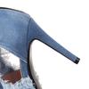 Fashion Women's New Summer Europe and America Open Toe Lace Edge Denim High Heel Large Bag Heel Zipper Roman Sandals 44 45 46