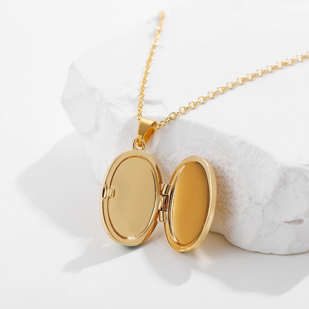 Stainless Steel Photo Frame Necklace Moon Sun Couple Choker Chain Heart Photo Pendant  Jewelry