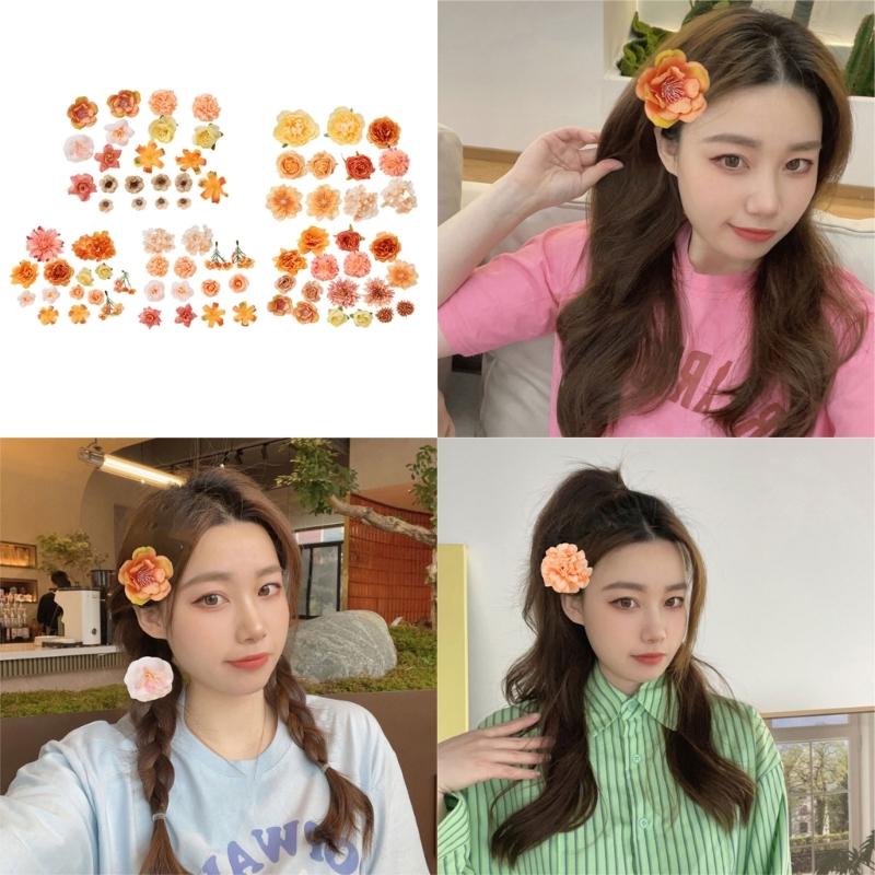 28/49Pcs Artificial Flower 4-10cm Realistic Flower Buds For Wedding Bouquets Baby Showers Decoration Hair Accessories