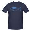 Cute Albacore Tuna Fish In Aegean Blue And White Straight Leg Tshirt Minimalist Commuting Classic Colors Tees