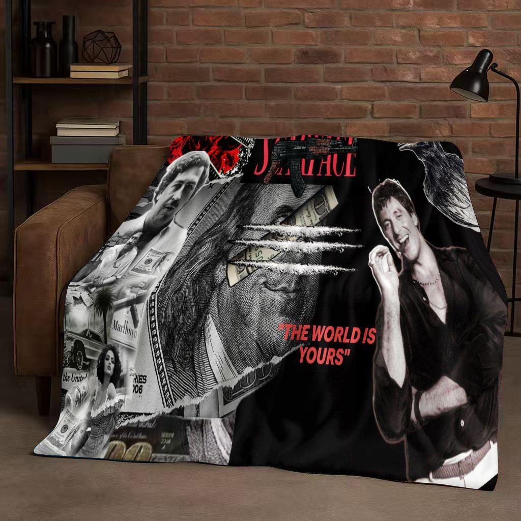 Classic Scarface Tony Gang Movie Flannel Blanket,Ultra Soft Plush Throw for Home Bedroom Bed Sofa Cover Office Picnic Kids Gift