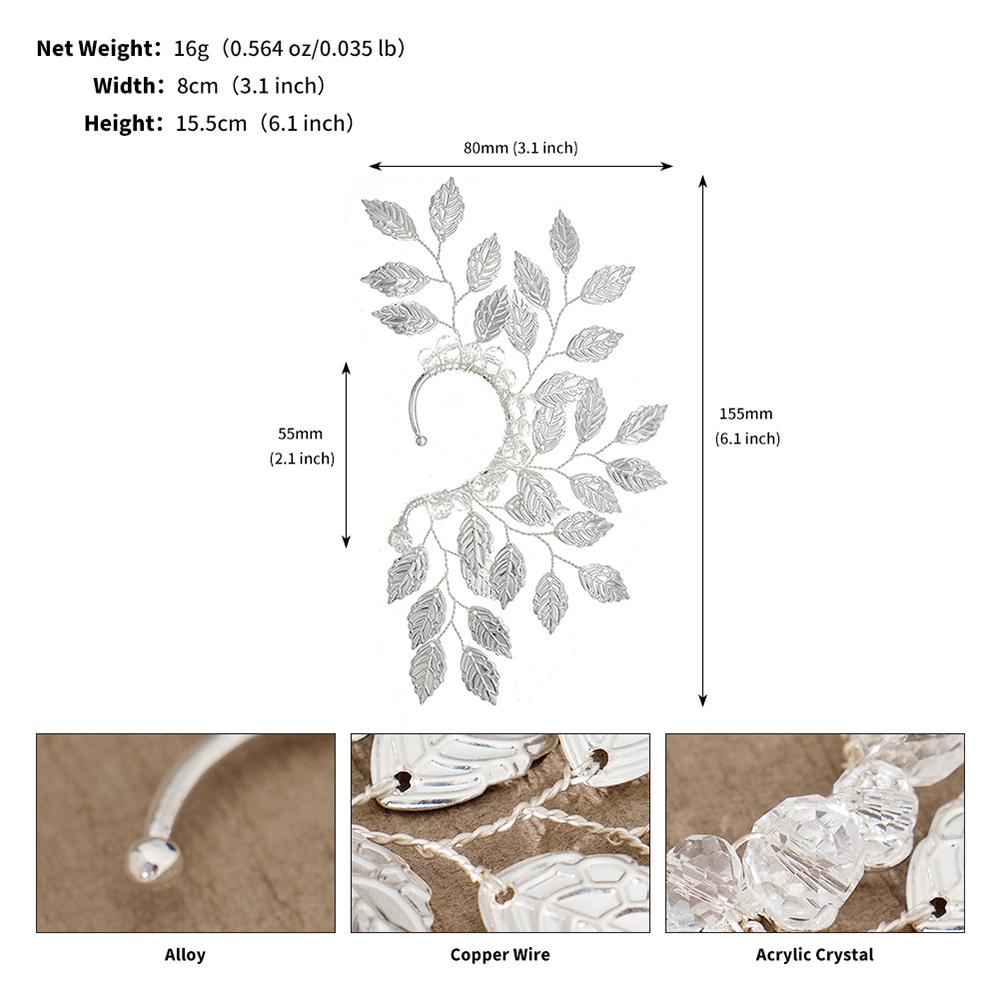 Leaf Shaped Earclip Non Perforated Women Advanced Feeling Sweet Shiny Earrings Exaggerated Ear Cuff Birthday PLeaf Shapedarty Je