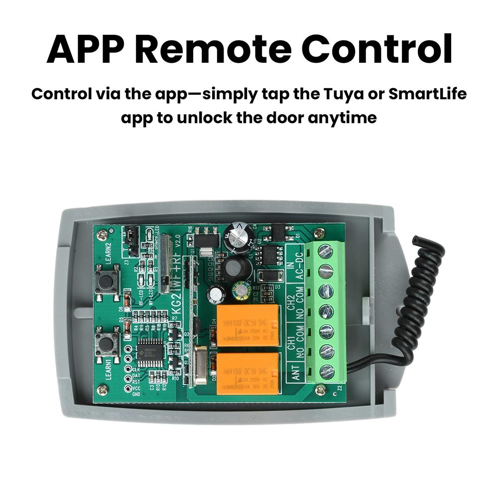 Tuya Wifi Universal Garage Remote Control 433MHz Receiver 2CH For 433.92MHz Garage Door Opener Gate Control Transmitter Switch