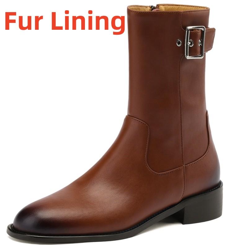 

Винтажные ботильоны, женская обувь, натуральная кожа, черные, коричневые, осенне-зимние мотоциклетные ботинки, женская обувь 2024 года, новые тренды, большой размер 34