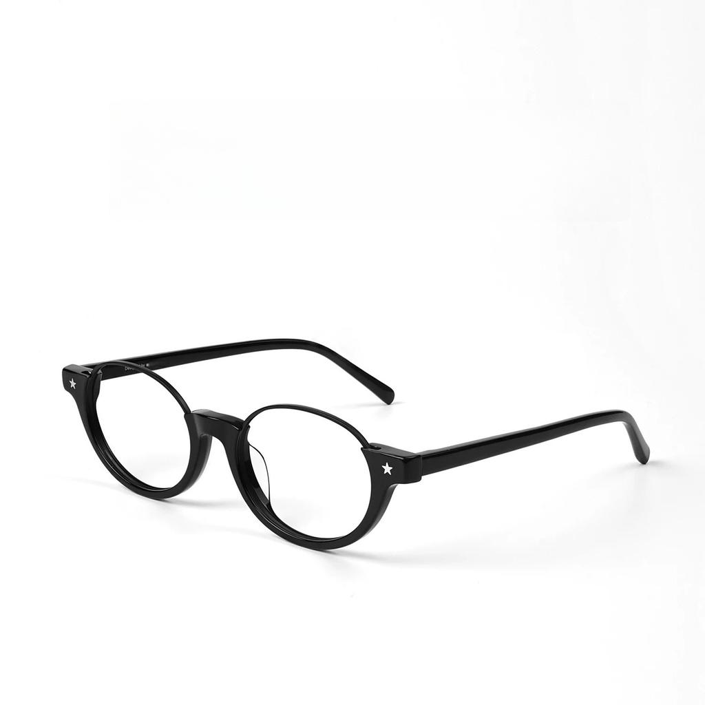 Vintage British lower half frame oval glasses frame female European and American tortoiseshell nerd glasses anti-blue light glasses frame