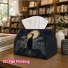 1pc, 2D Flat Printing, Tissue Box Mysterious Black Swan Pattern Printed Tissue Box, Suitable for Bathrooms, Living Rooms, Bedrooms, Dressing Tables, C