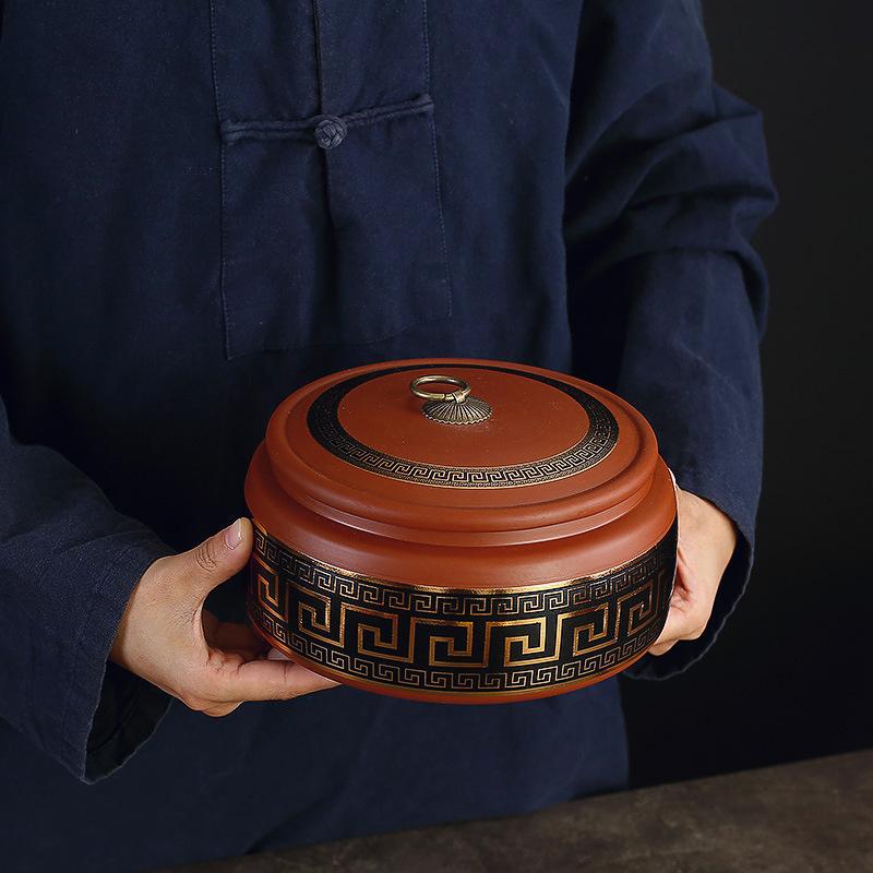Creative Gold Plated Stripes Floral Ceramic Tea Jar Home Large Capacity Tea Sealed Storage Box Household Food Jar Container Home