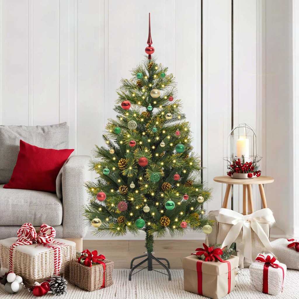 vidaXL Artificial Foldable Christmas Tree with Pine Cones 150 cm