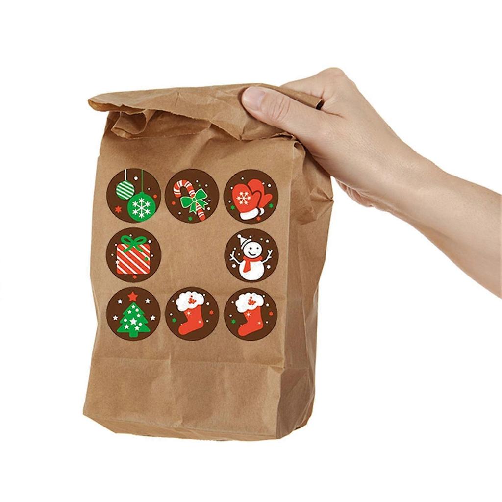 500 Stück Frohe Weihnachten Aufkleber, Rollen mit runden Weihnachtsetiketten, Klebende Weihnachtsdekorationen, Umschlag Siegel Aufkleber, geeignet