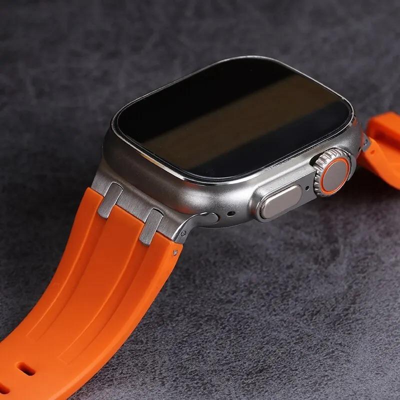 Luxury Rubber Strap For Apple Watch Band Series 9 8 7 45mm 41mm Ultra 49mm Silicone Sport Bracelet For IWatch 6 5 44mm 40mm 42mm