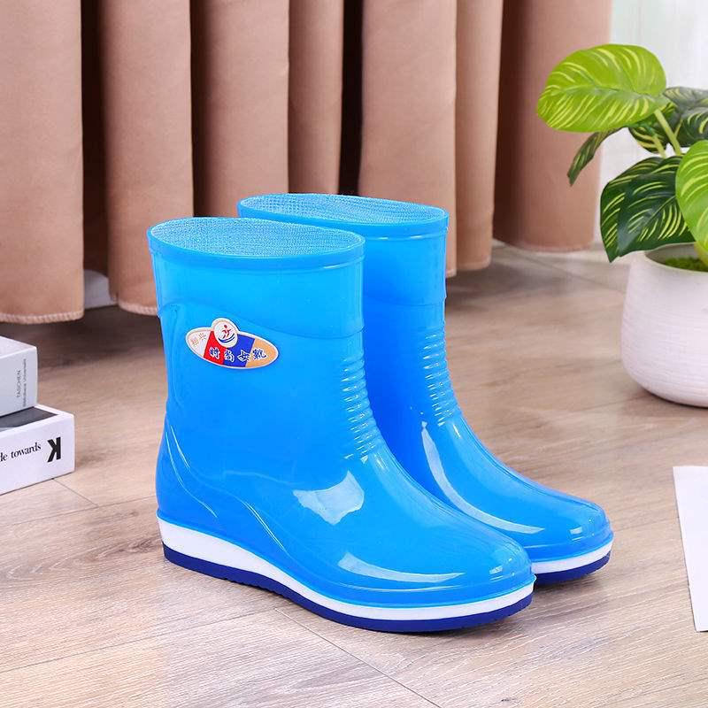 Women's Fleece-Lined Non-Slip Mid-Calf Rain Boots