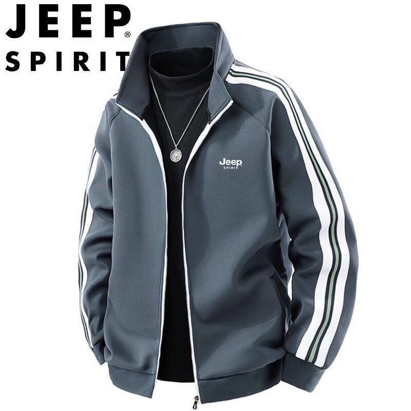 

JEEP SPIRIT Men s Striped Stand-Collar Casual Jacket 3XL