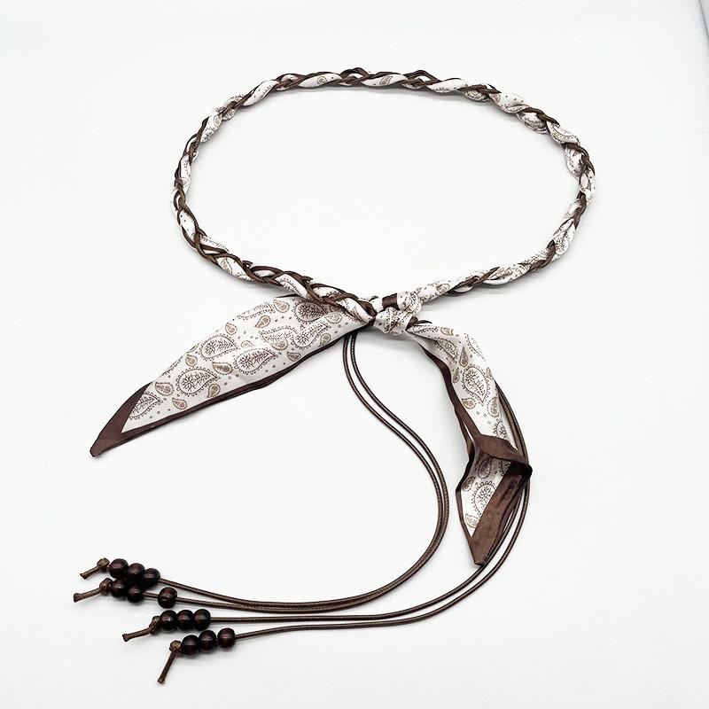 

Non-Hole Knot Style Belts Pu Leather Thin Belt Women Jeans Dress Decor Belt