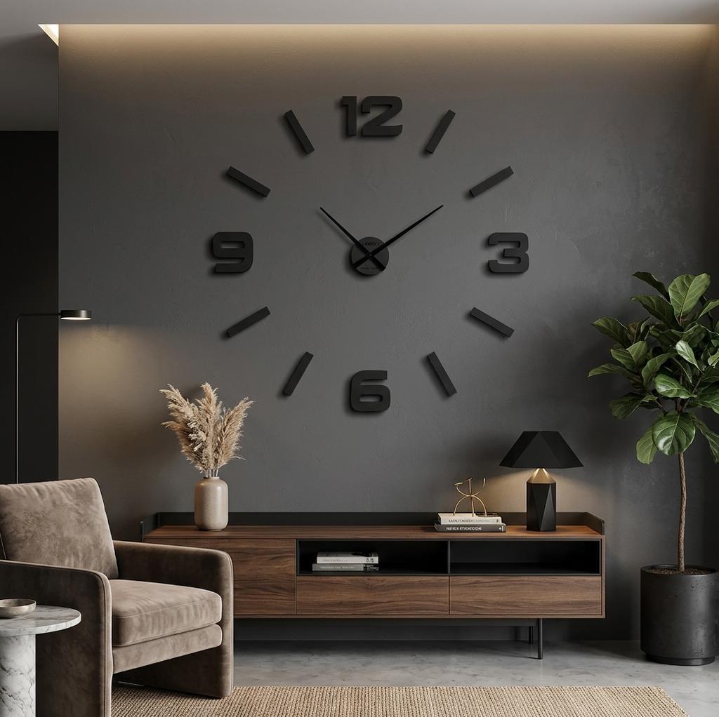Black EKO Stick-on Wall Clock 130cm