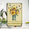Bedroom Dormitory Wall Decoration Wrought Iron Hanging Painting Retro Sunflower Inspirational English Quotes Decorative Hanging Signboard