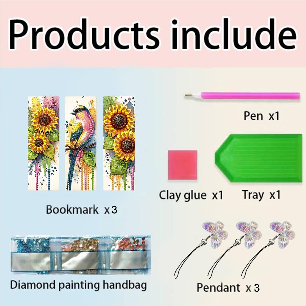 3Pcs Special Shape Flowers Castle Diamond Painting Bookmark 5D DIY Diamond Painting Bookmark DIY Bookmarks Diamond Painting Kits
