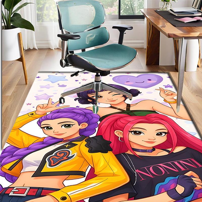 KPop Demon Hunters Patroon Vloerkleed, Binnen/Buiten Mat, voor Picknick, Speelkamer, Slaapkamer, Kantoor, Woonkamer, Huisdecoratie Tapijt, Verjaardagscadeau