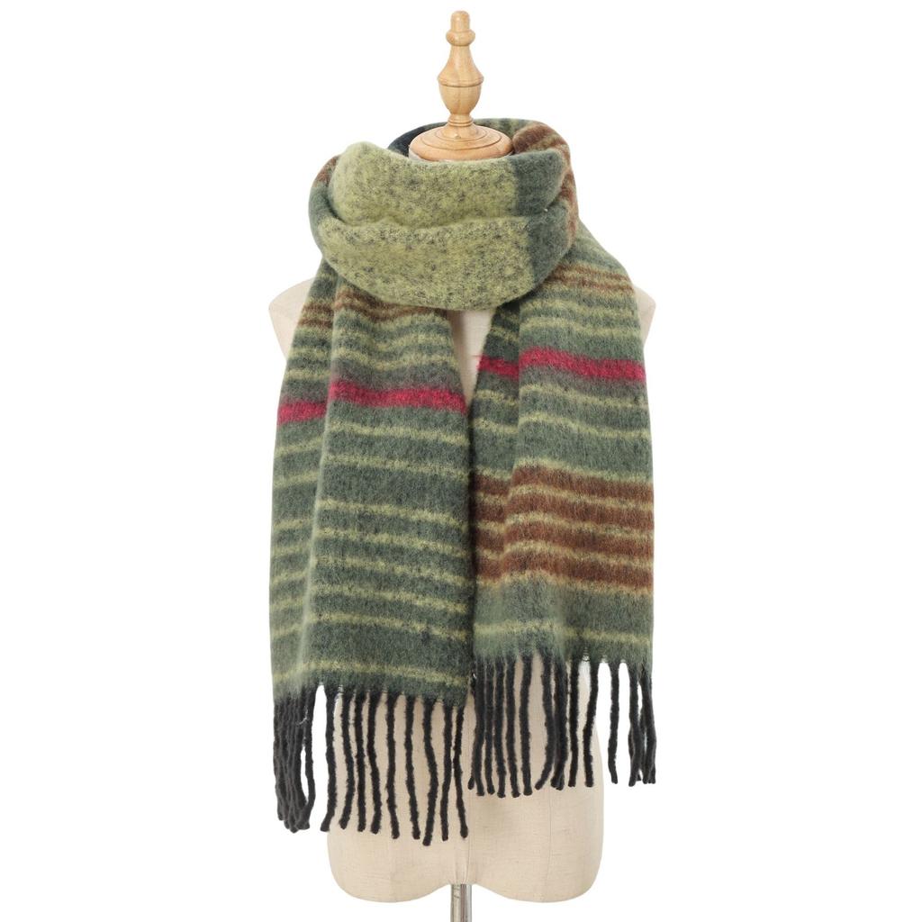Knitted wool scarf women's autumn and winter mohair thickened winter warm scarf versatile shawl red