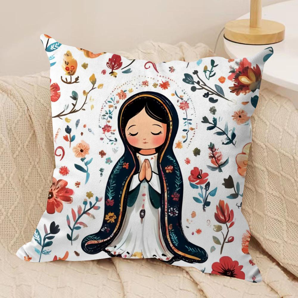 

Our Lady of Guadalupe Cushion Cover Soft Plush Fabric DoubleSided Printed Cushion Covers for All Seasons Modern HomeDecor Gift 30x30cm