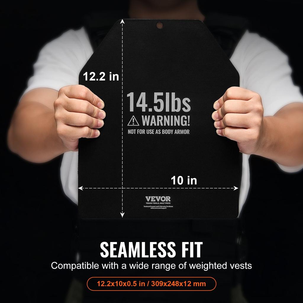 VEVOR Weight Vest Plates, 6.6 KG Pairs, Premium Steel Weighted Plates, Contoured Ergonomic Fit – WODs, Additional Weight for Weight Vests
