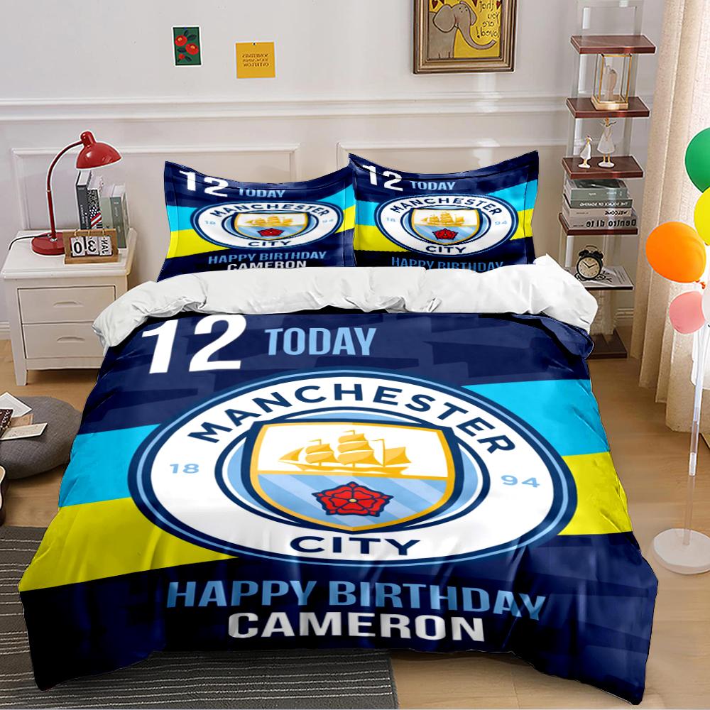 "Manchester City Birthday Set" Bedding Duvet Cover Set Duvet Cover Pillowcases Home Decor (1 * Duvet Cover 2 * Pillowcases, Without Duvet Insert)