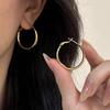 Women's Luxury Textured Metal Hoop Earrings - Versatile Niche Design